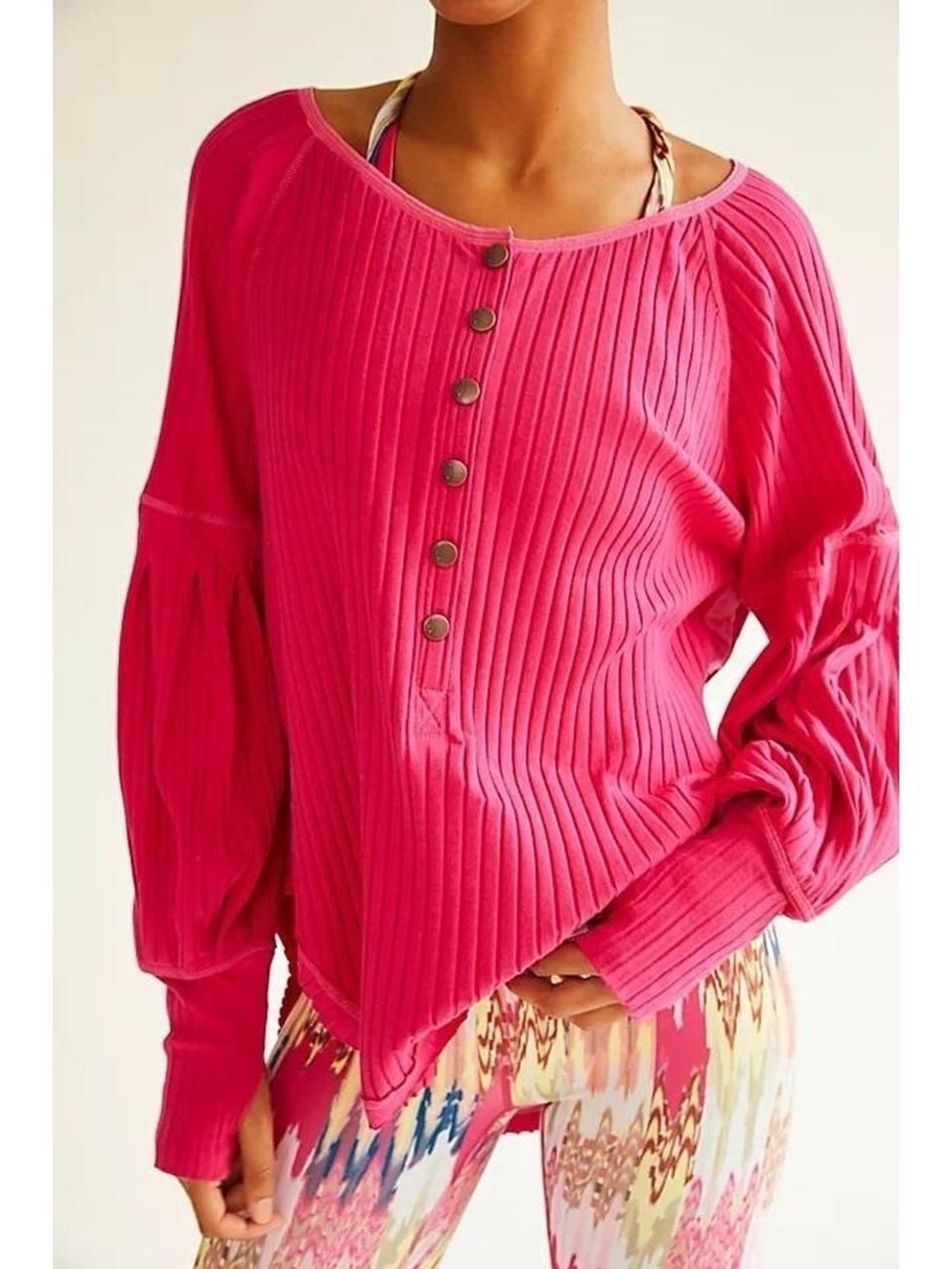 Free People FP Movement Bella Layer Top in fuchsia size M